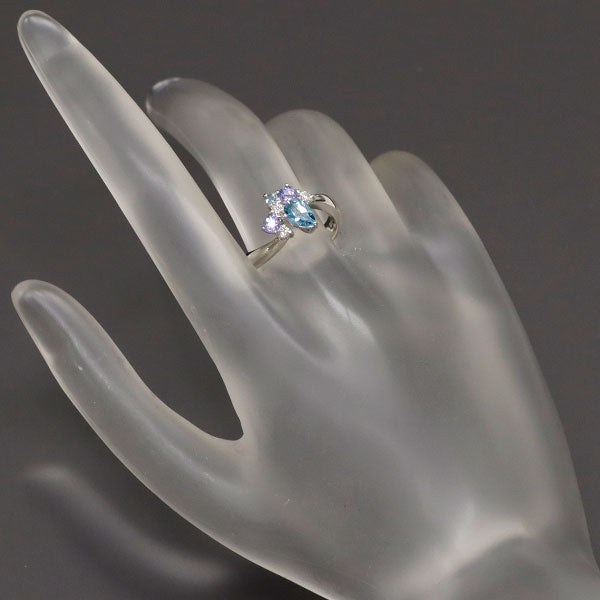 Pt900 アクアマリン タンザナイト ダイヤモンド リング 0.41ct TZ0.27ct D0.11ct AQ0.03ct