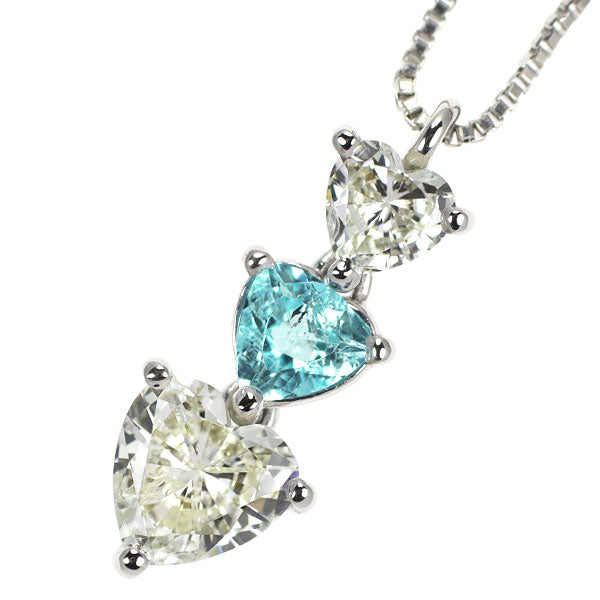 Pt パライバトルマリン ダイヤモンド ペンダントネックレス 0.17ct D0.59ct