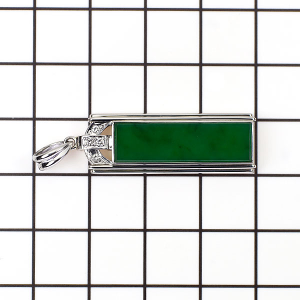 Pt900 翡翠 ダイヤモンド ペンダントトップ 5.30ct 0.05ct