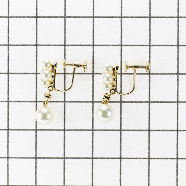 ミキモト K18YG アコヤ 真珠 ダイヤモンド イヤリング 径約3.6-6.6mm