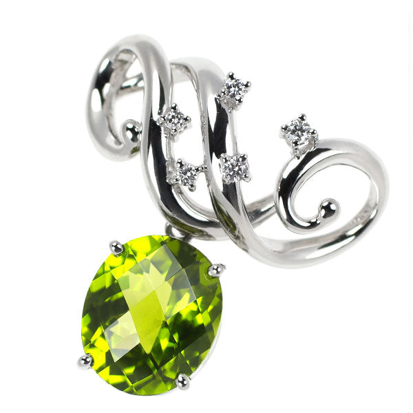 田崎真珠 Pt900 ペリドット ダイヤモンド ペンダントトップ 5.22ct D0.09ct