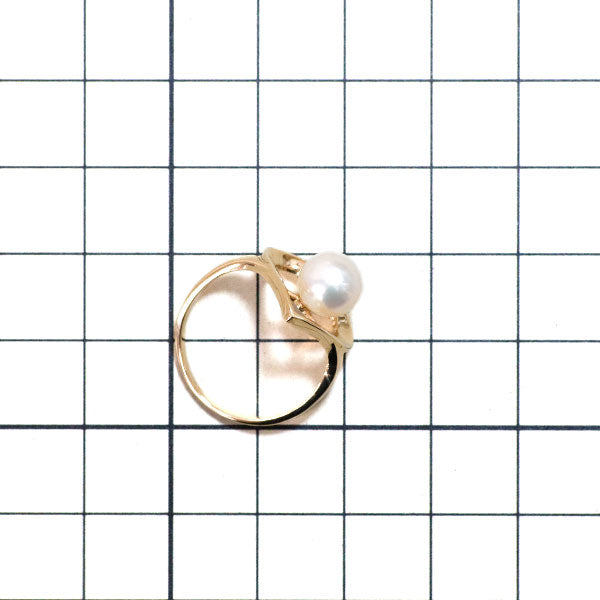 田崎真珠 K18YG/WG アコヤ 真珠/パール ダイヤモンド リング 径約7.4mm D0.02ct  ハート