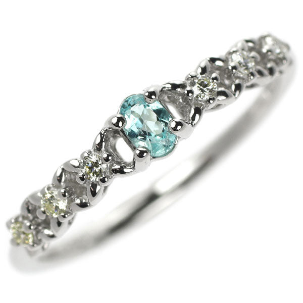 Pt999 パライバトルマリン ダイヤモンド リング 0.10ct D0.05ct