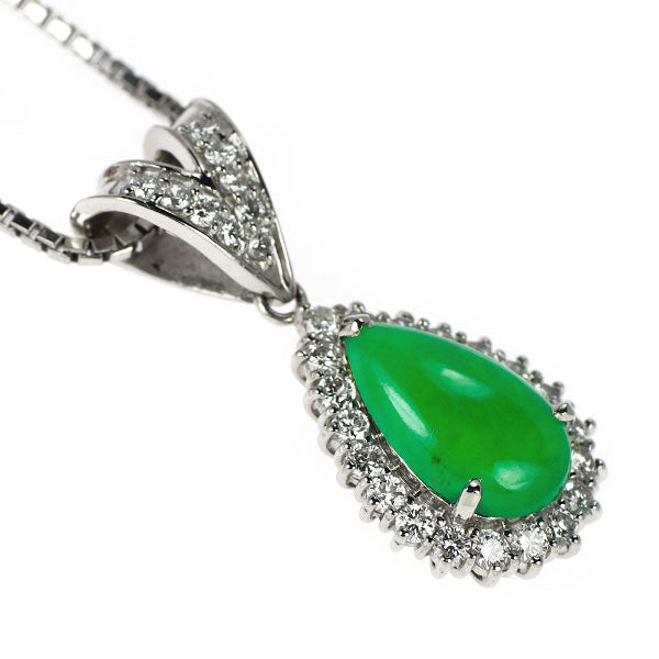 Pt900/ Pt850 翡翠/ヒスイ ダイヤモンド ペンダントネックレス 2.34ct D0.75ct