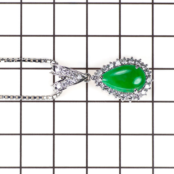 Pt900/ Pt850 翡翠/ヒスイ ダイヤモンド ペンダントネックレス 2.34ct D0.75ct