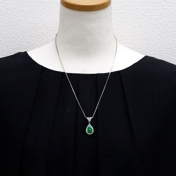 Pt900/ Pt850 翡翠/ヒスイ ダイヤモンド ペンダントネックレス 2.34ct D0.75ct