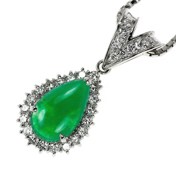 Pt900/ Pt850 翡翠/ヒスイ ダイヤモンド ペンダントネックレス 2.34ct D0.75ct