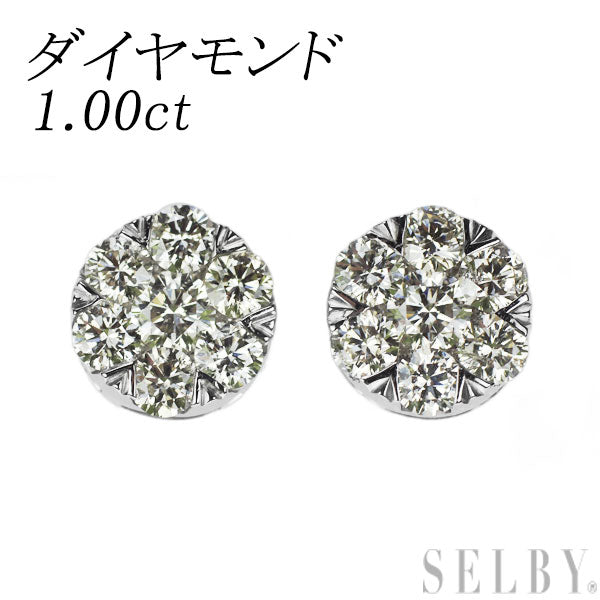 K18WG/Pt900 ダイヤモンド ピアス 1.00ct