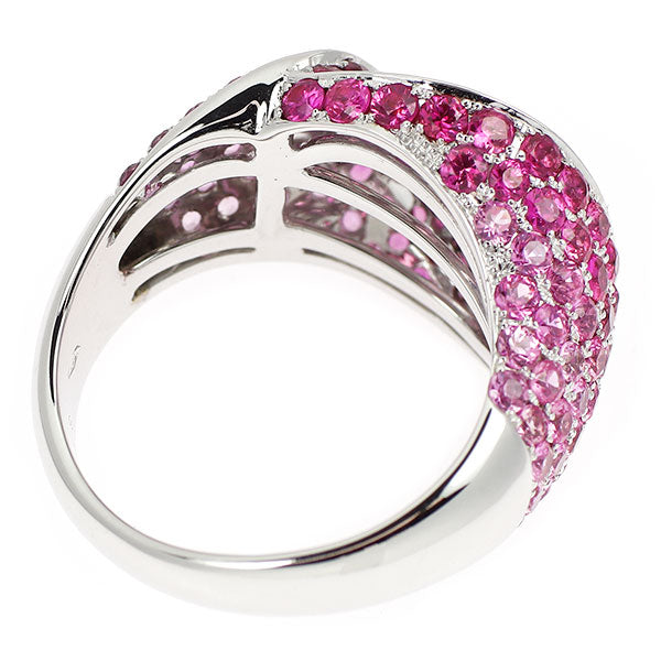 K18WG ピンク サファイア リング 3.85ct パヴェ