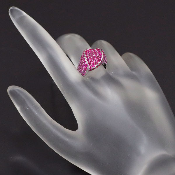 K18WG ピンク サファイア リング 3.85ct パヴェ