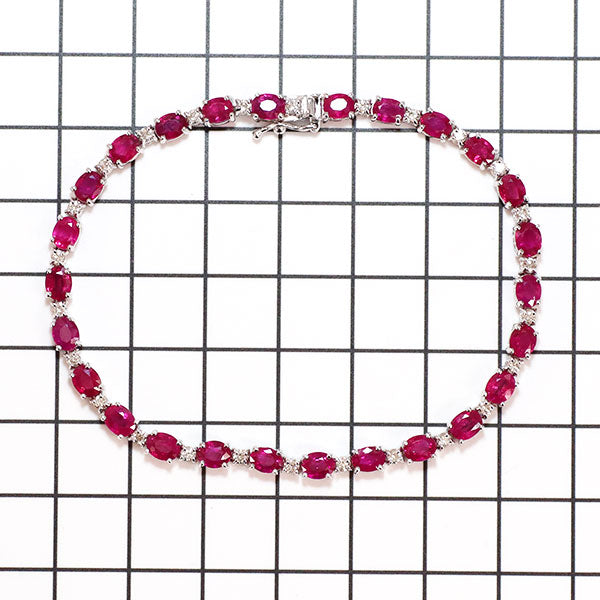 K18WG ルビー ダイヤモンド ブレスレット 8.00ct D0.80ct