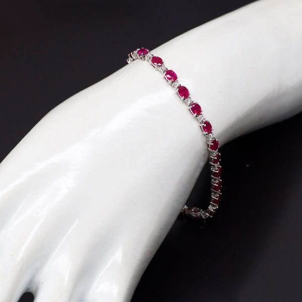 K18WG ルビー ダイヤモンド ブレスレット 8.00ct D0.80ct