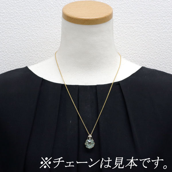 ジュステラ K18シャンパンゴールド グリーンクオーツ ダイヤモンド ペンダントトップ D0.05ct