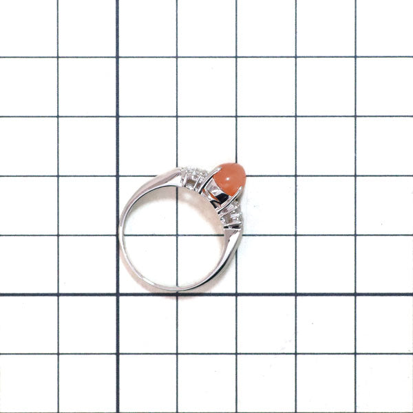 K18WG オレンジムーンストーン ダイヤモンド リング 1.63ct D0.25ct