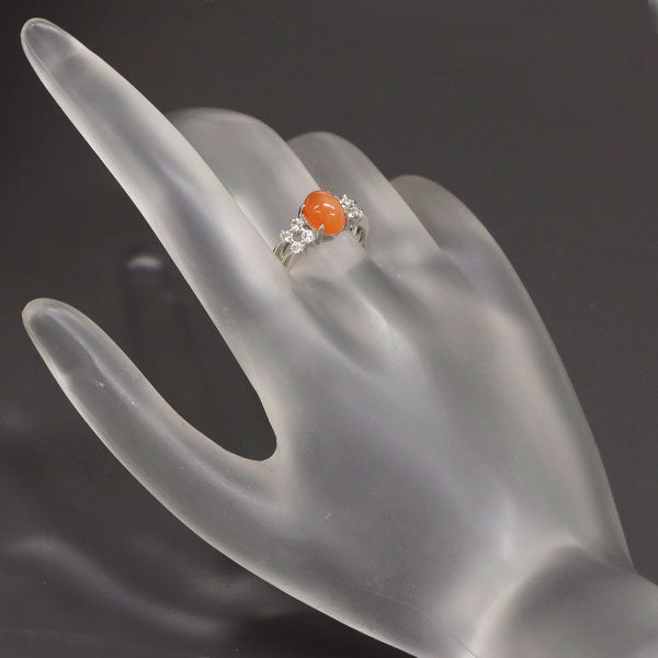 K18WG オレンジムーンストーン ダイヤモンド リング 1.63ct D0.25ct