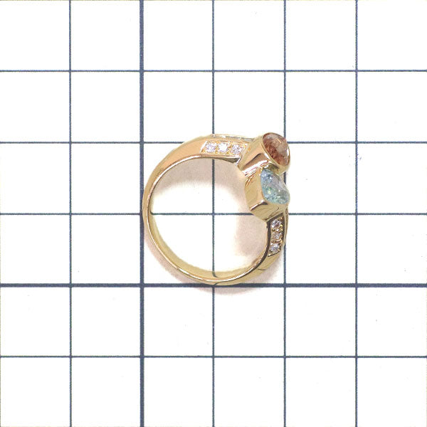 K18YG インペリアルトパーズ アクアマリン ダイヤモンド リング T1.03ct AQ1.47ct D0.14ct