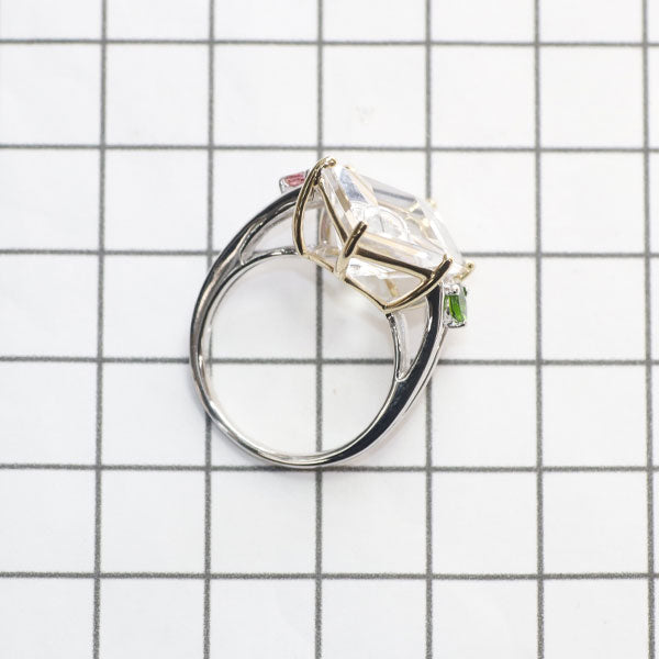 トム・ムンシュタイナー K18YG/WG 宝石彫刻クオーツ トルマリン リング 10.02ct T0.28ct