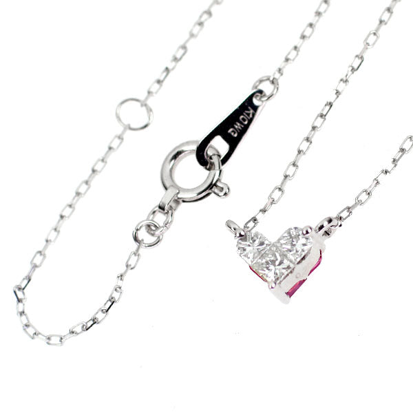 K10WG ルビー ダイヤモンド ペンダントネックレス D0.20ct ハート リバーシブル