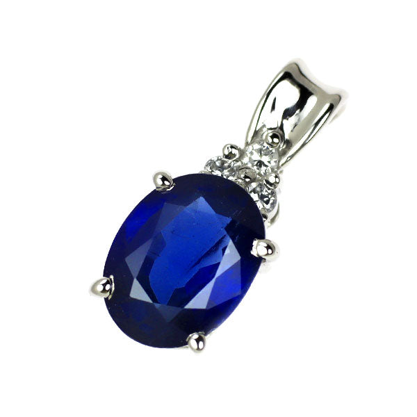 Pt900 サファイア ダイヤモンド ペンダントトップ 1.50ct D0.04ct