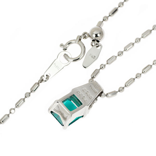 クレサンベール/京セラ Pt950/Pt850 再結晶 エメラルド ダイヤモンド ペンダントネックレス 1.08ct D0.14ct