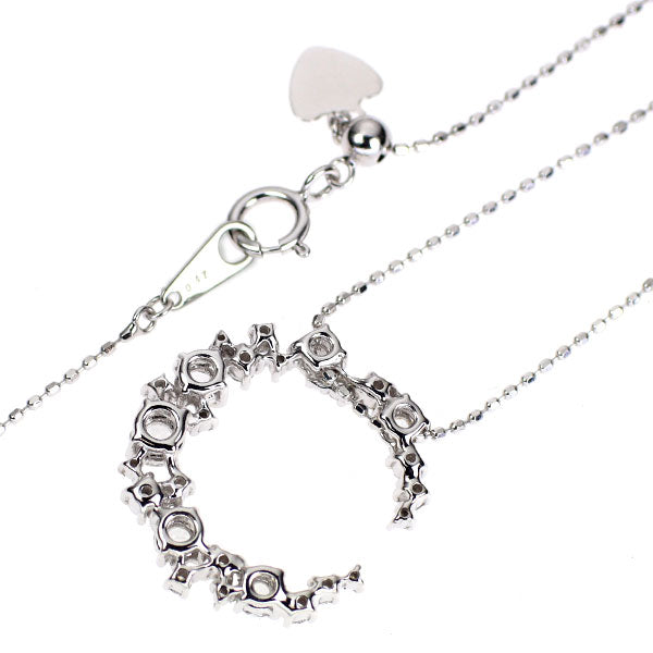 K18WG ローズカット/ラウンド ダイヤモンド ペンダントネックレス 0.47ct