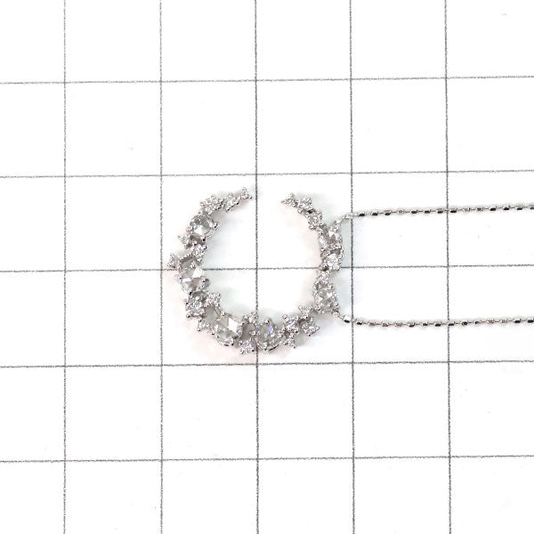 K18WG ローズカット/ラウンド ダイヤモンド ペンダントネックレス 0.47ct