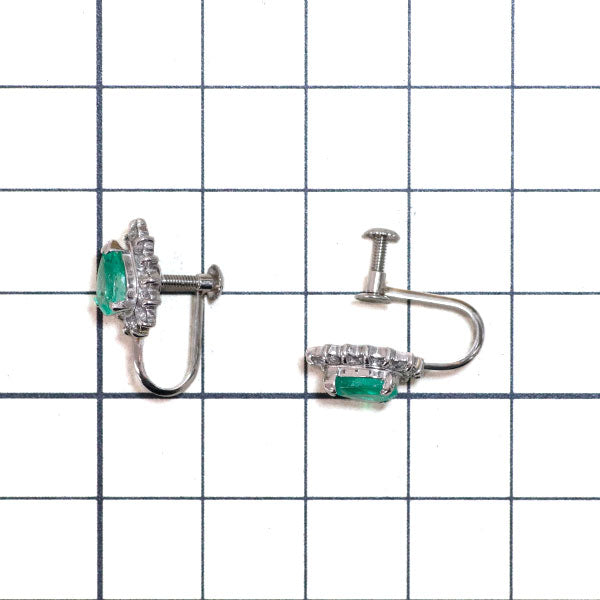 Pt900 ペアシェイプ エメラルド ダイヤモンド イヤリング 1.12ct D0.40ct