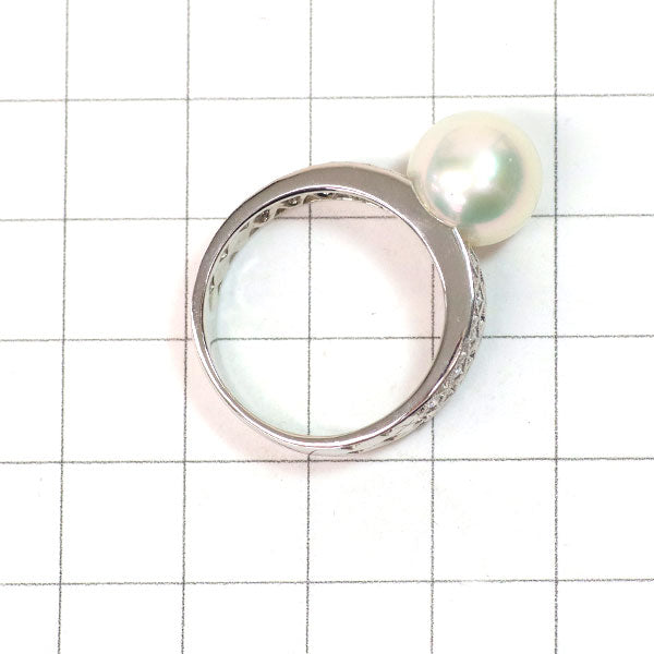 Pt950 白蝶真珠 ダイヤモンド リング 径約10.6mm D0.27ct