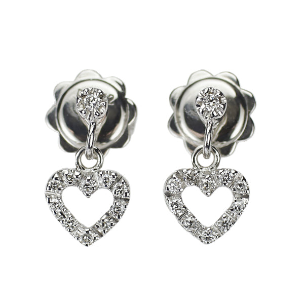 ポンテヴェキオ K18WG ダイヤモンド ピアス 0.12ct ハート
