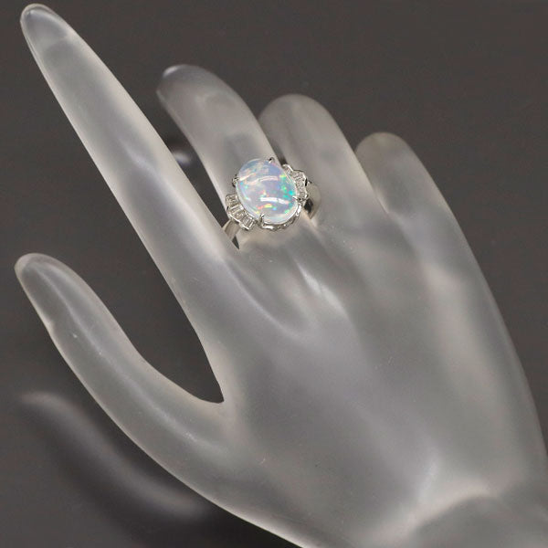 Pt900 ウォーターオパール ダイヤモンド リング 2.41ct D0.20ct
