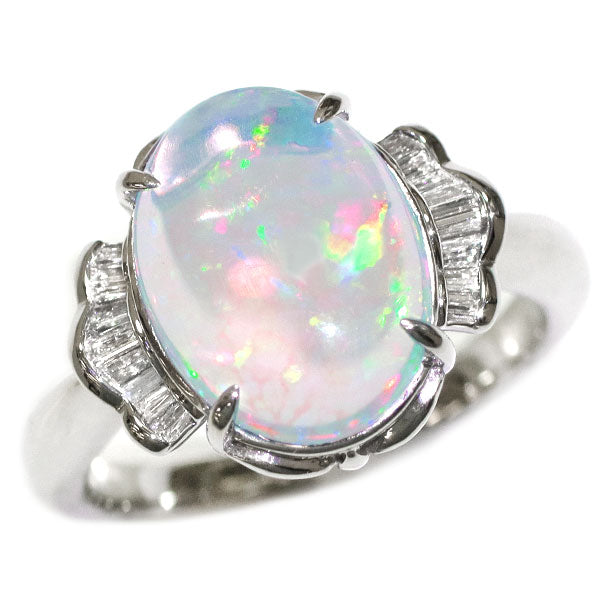 Pt900 ウォーターオパール ダイヤモンド リング 2.41ct D0.20ct