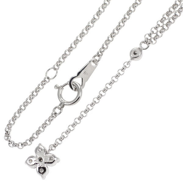 K18WG ダイヤモンド ペンダントネックレス 0.35ct フラワー Yデザイン