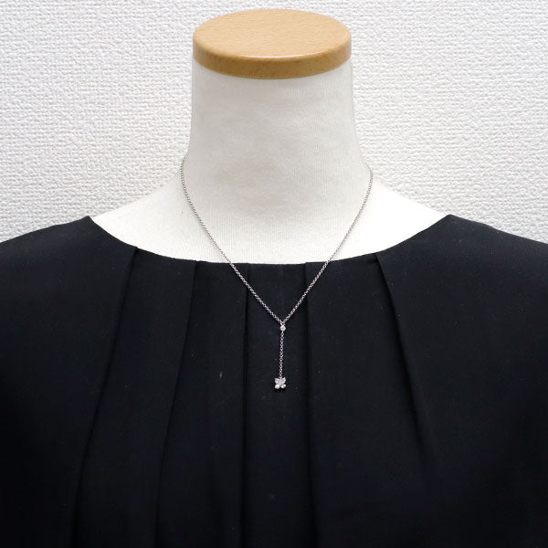 K18WG ダイヤモンド ペンダントネックレス 0.35ct フラワー Yデザイン