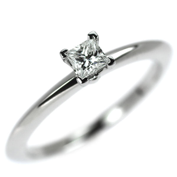 ティファニー Pt950 プリンセスカット ダイヤモンド リング 0.20ct E VS1 3EX