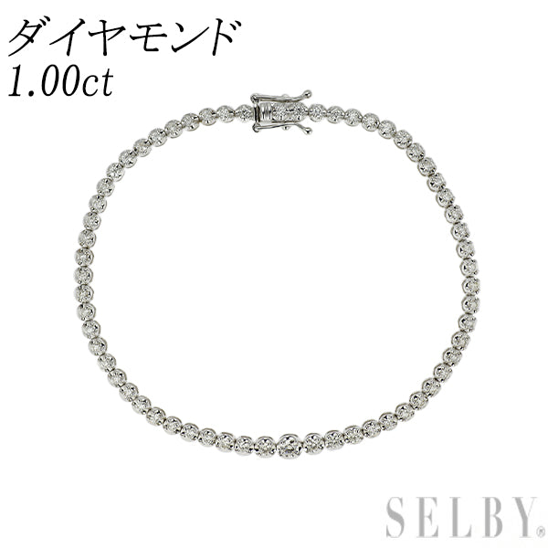 K18WG ダイヤモンド ブレスレット 1.00ct テニス