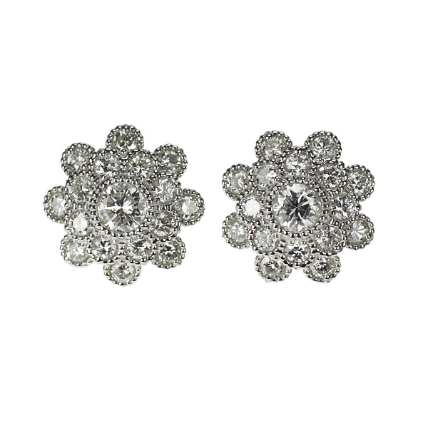 Pt950/ Pt900 ダイヤモンド ピアス 0.41ct D0.82ct フラワー
