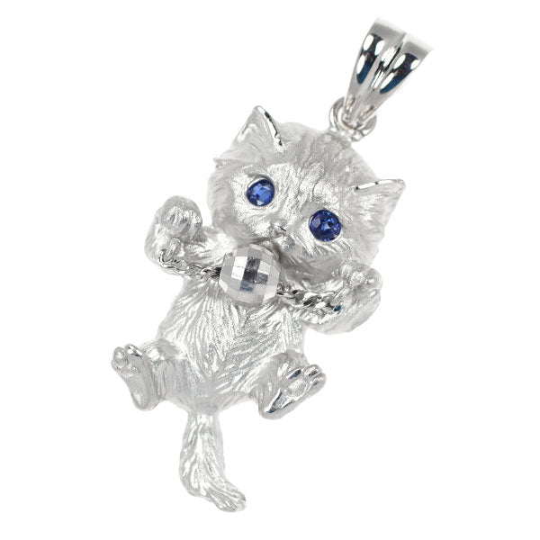 K18WG サファイア ペンダントトップ 0.08ct 猫