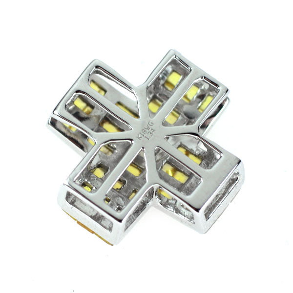 K18WG イエローサファイア ペンダントトップ 1.34ct クロス ミステリーセッティング