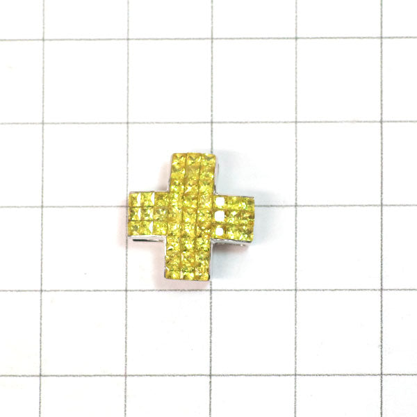 K18WG イエローサファイア ペンダントトップ 1.34ct クロス ミステリーセッティング
