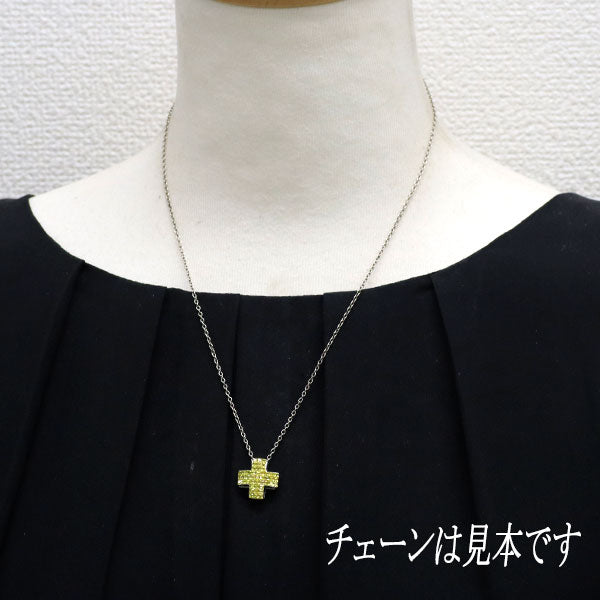 K18WG イエローサファイア ペンダントトップ 1.34ct クロス ミステリーセッティング