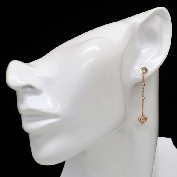 K18PG ダイヤモンド ピアス 0.20ct ハート ステーション