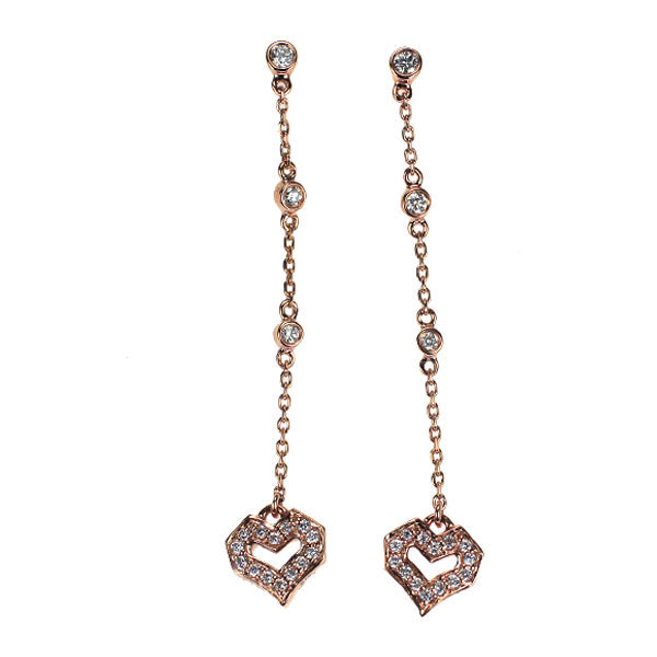 K18PG ダイヤモンド ピアス 0.20ct ハート ステーション