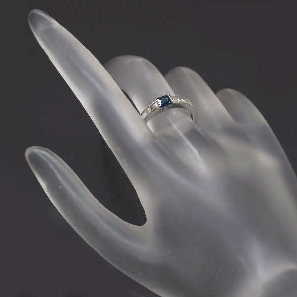 K18WG サファイア ダイヤモンド リング 0.24ct D0.18ct