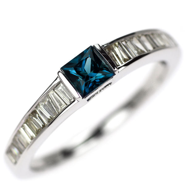 K18WG サファイア ダイヤモンド リング 0.24ct D0.18ct