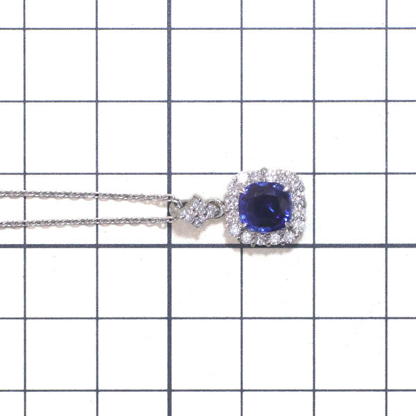 Pt 非加熱サファイア ダイヤモンド ペンダントネックレス 2.328ct D0.54ct