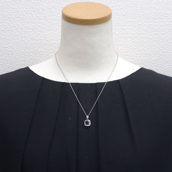 Pt 非加熱サファイア ダイヤモンド ペンダントネックレス 2.328ct D0.54ct