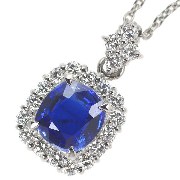 Pt 非加熱サファイア ダイヤモンド ペンダントネックレス 2.328ct D0.54ct