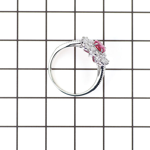 Pt900 モザンビーク産 非加熱ピジョンブラッドルビー ダイヤモンド リング 1.04ct D0.77ct