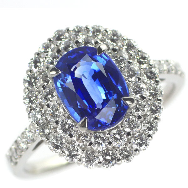 Pt900 スリランカ産 サファイア ダイヤモンド リング 2.155 D0.95ct