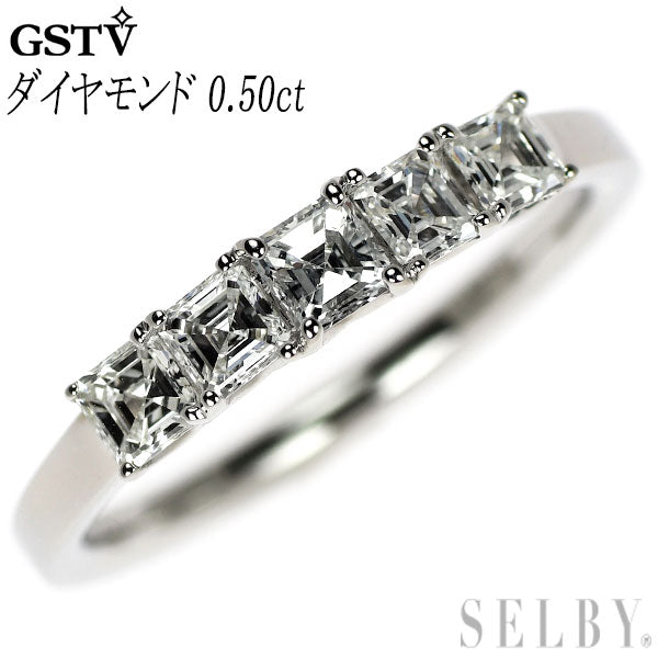 GSTV Pt950 アッシャーカット ダイヤモンド リング 0.50ct